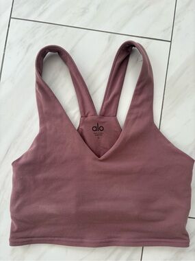 ALO Yoga Mauve V-Neck Racerback Sports Bra